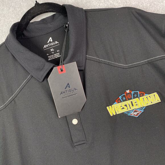 Antigua Shirt Mens XL Black Western Polo Pearl Snap WWE WrestleMania Vegas - Picture 1 of 9